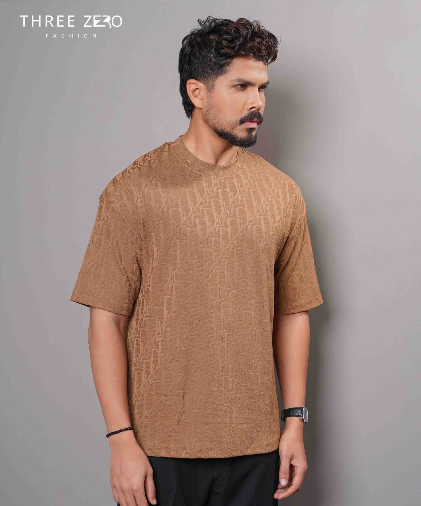 Premium Drop Shoulder Jacquard T-Shirt - Image 3