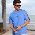 Drop Shoulder T-Shirt - Aqua Blue