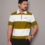 Colorblock Zip Polo - Dark Olive
