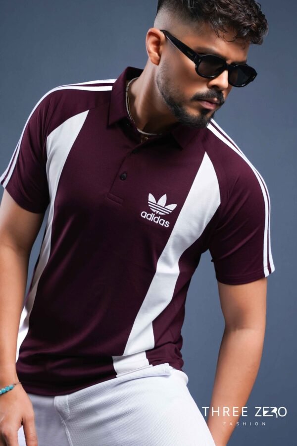 Men Striped Polo Neck Pure Cotton T-Shirt
