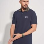 Men’s Polo T-Shirt with Designer Collar - Blue