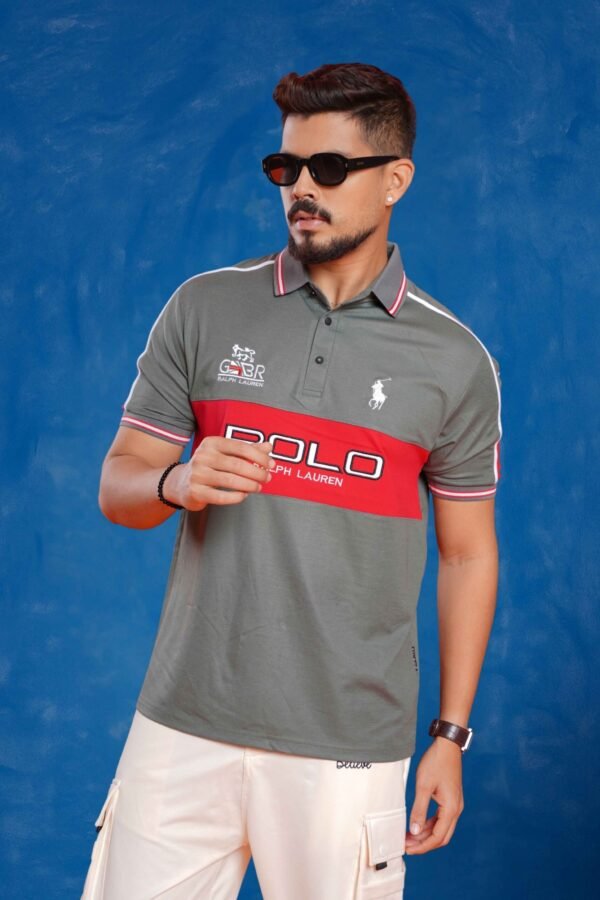 Men Colorblock Neck Cotton Blend Polo Shirt